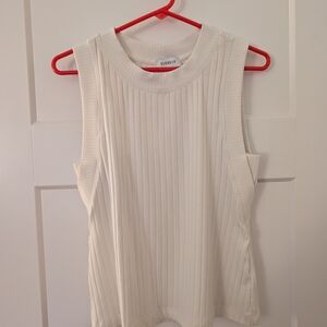 Evereve Cream Ribbed Crew Neck Tank